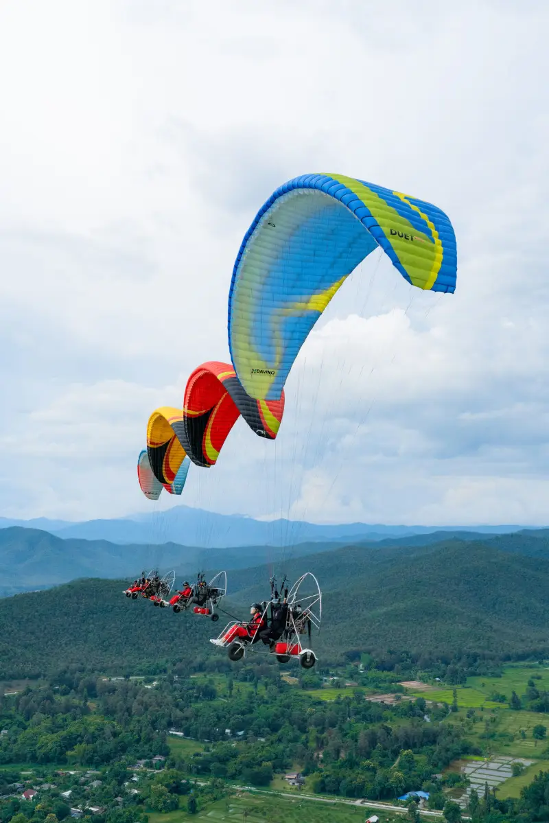 Paramotor wing over the mountains